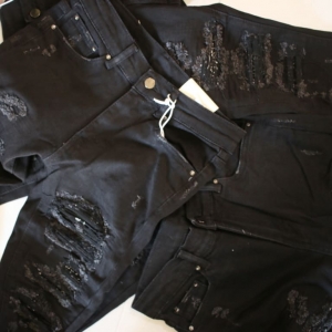 mnml paisley stretch skinny denim black 物撮り画像 1